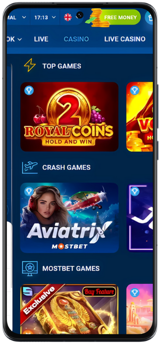 mostbet Screenshot of games